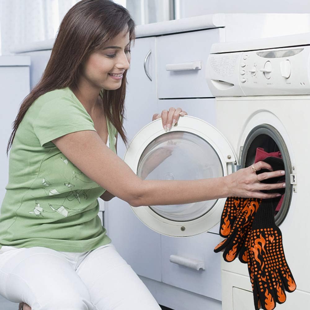 Comsmart BBQ Gloves, 1472 Degree F Heat Resistant Grilling Gloves Silicone Non-Slip Oven Gloves Long Kitchen Gloves for Barbecue, Cooking, Baking, Cutting