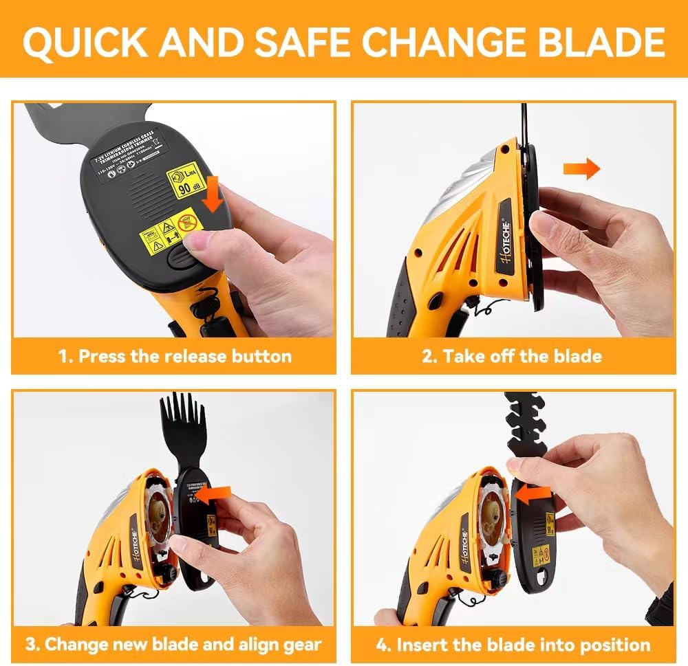 Hoteche Cordless Grass Shear & Hedge Trimmer 2-in-1 Handheld 7.2V Rechargeable Electric Shrub Clippers