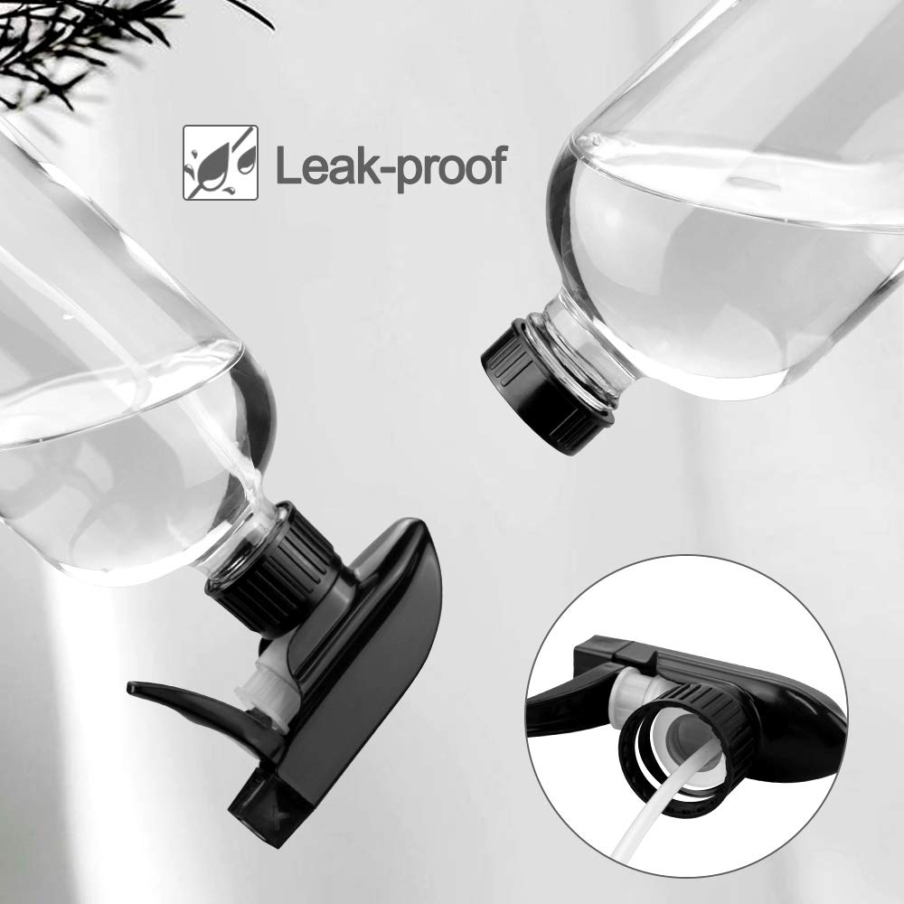 Glass Spray Bottles, 16oz Clear Glass Spray Bottles with Labels & Adjustable Nozzle, Reusable Containers for Cleaning Solutions, BBQ, Food, Plants, Alcohol, Essential Oils(2 Pack)