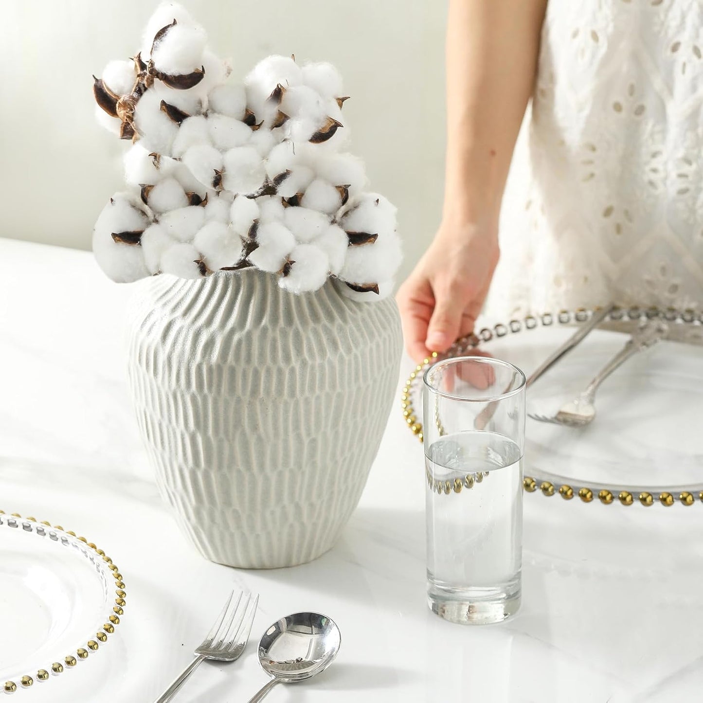 Ceramic Vase for Home Decor,7.8 Inch Flower Vase,Decorative Grey Vases for Pampas Grass,Modern Art Texture for Home Entryway Living Room Dining Table Farmhouse Office Decor-Grey.