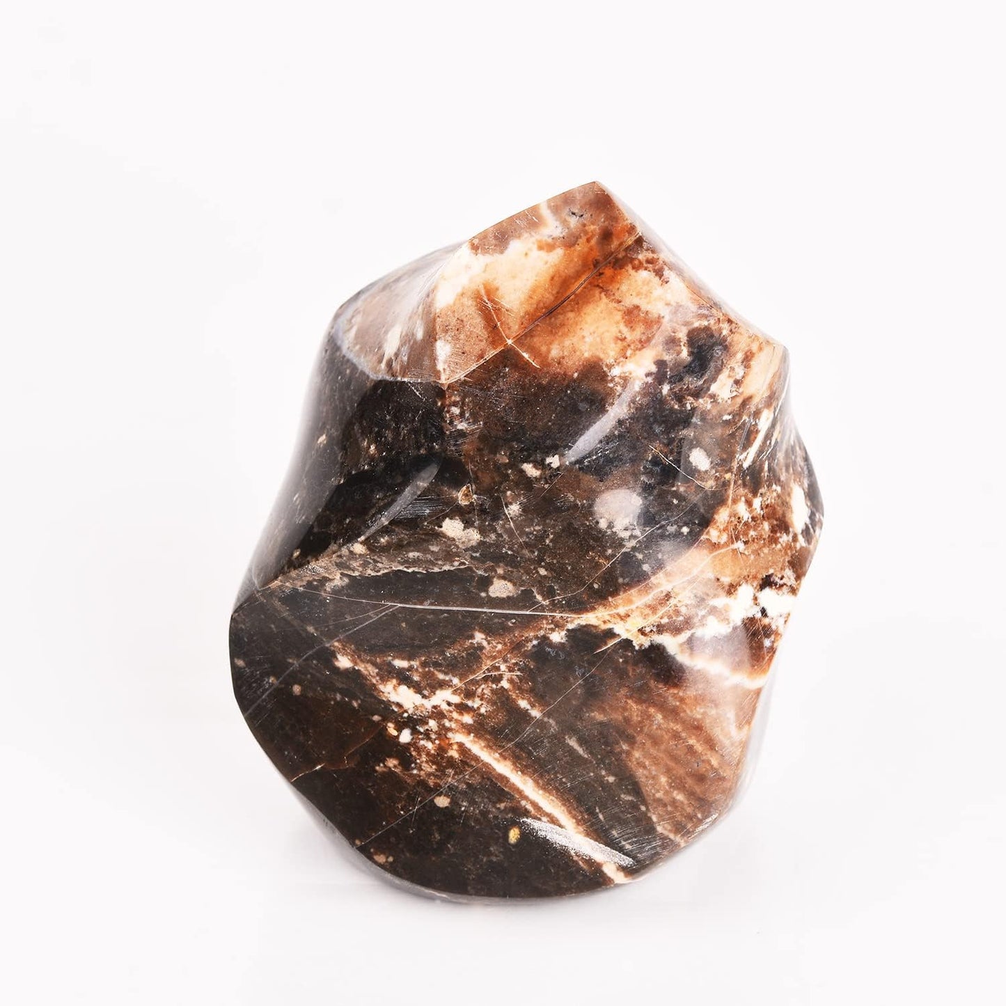 AMOYSTONE Black Opal Flame Shaped Stone Towers Large Healing Crystal Quartz Home Decor 0.6-1.0LBS