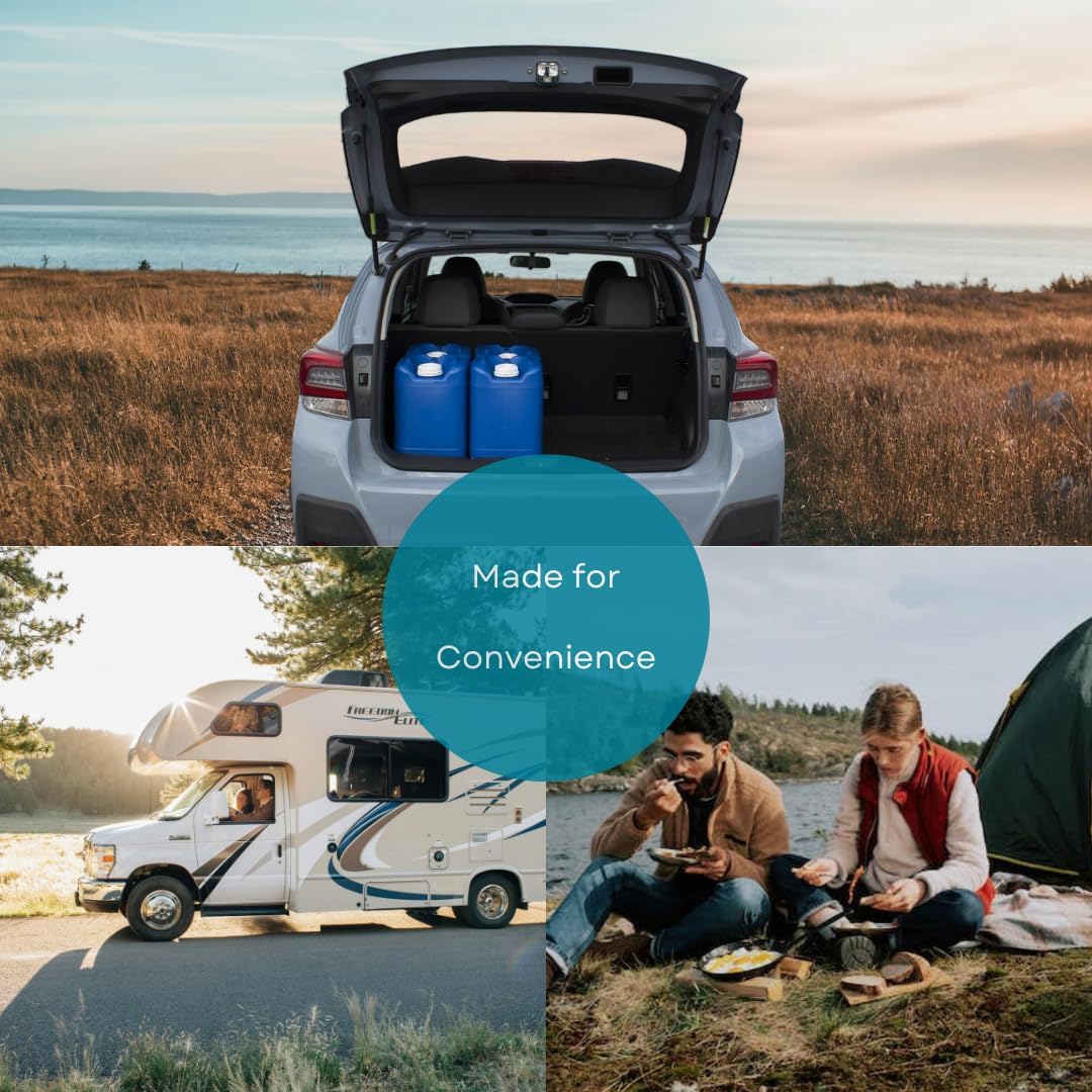 5-Gallon Stackable Water Storage Containers, w/Lids + Spigots, Easy Fill, Survial Supply, Emergency Water Storage for Camping and Disaster Preparedness, RV, Camping, 40 Gallon Set (8 Tanks)