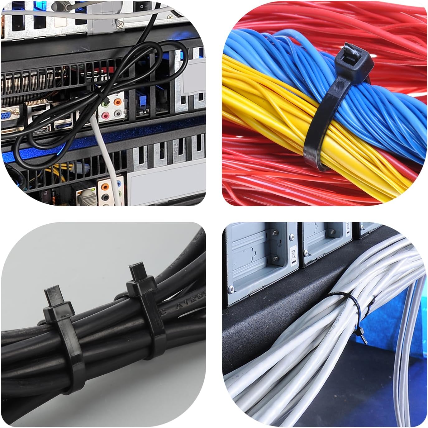 12 Inch Black Zip Ties (2000 Pack), 45 LBS Tensile Strength, Self-Locking Nylon PA66 UV Resistant Cable Ties for Indoor and Outdoor Use