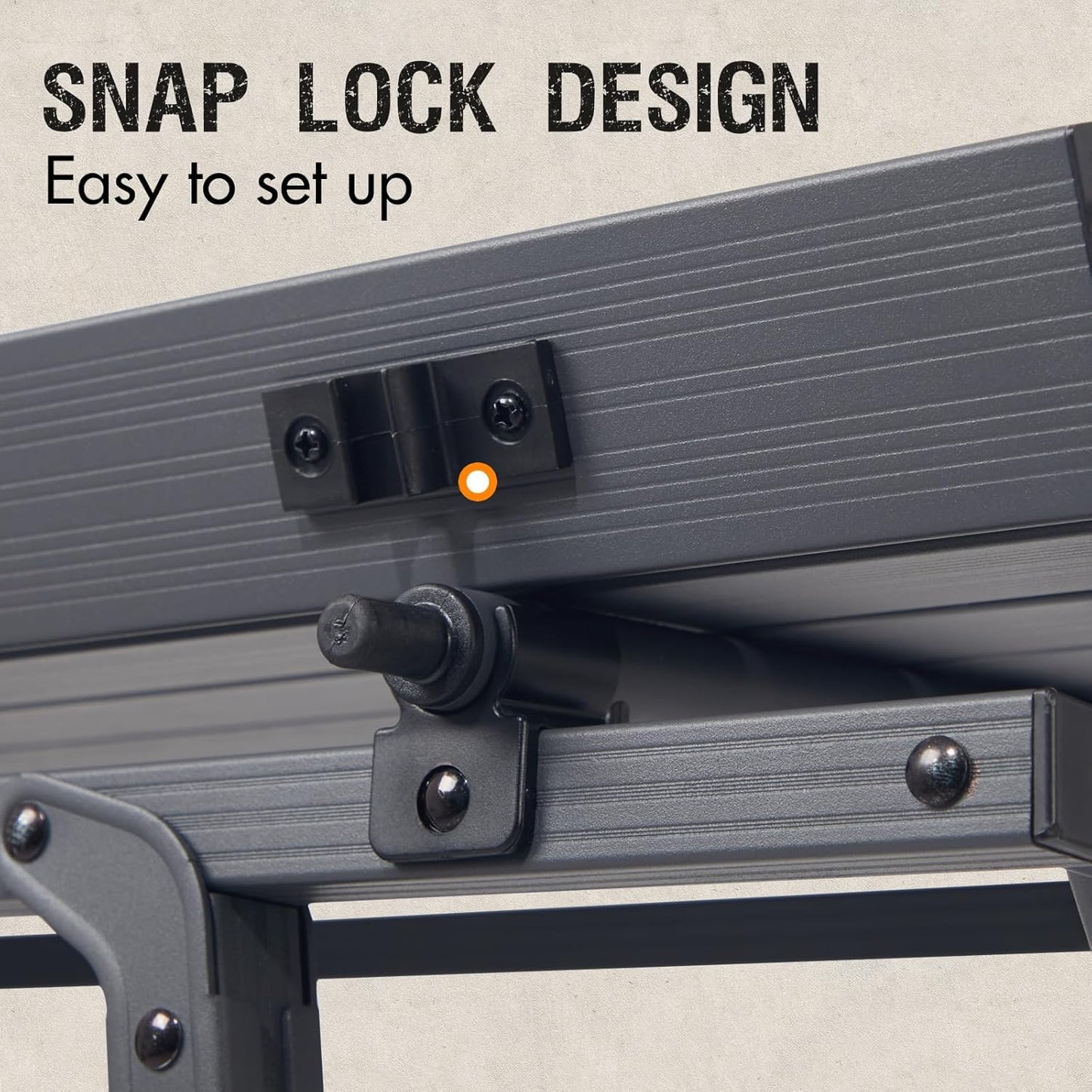 PORTAL Outdoor Folding Portable Picnic Camping Table with Adjustable Height Aluminum Roll Up Table Top Mesh Layer, Dark Gray