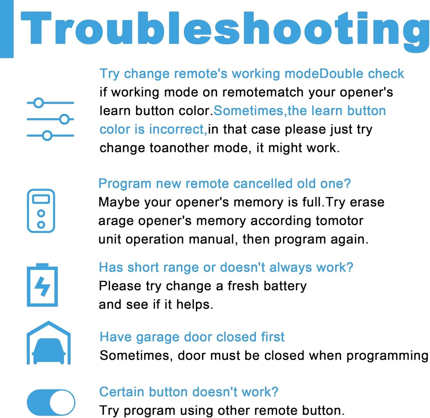 Garage Door Opener Keypad with 2 Garage Door Opener Remote for Liftmaster Chamberlain Craftsman Garage Door Opener Remote Keypad 877MAX 893LM 893Max 971LM 371LM, Purple Yellow Red Orange Learn Button