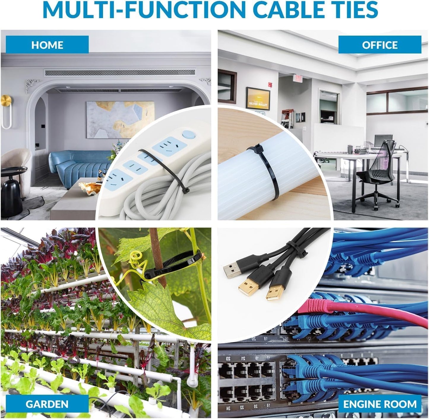 XINGO 12 Inch Black Zip Ties Heavy Duty 1000 Pack, 120 LBS Tensile Strength, Premium Nylon Cable Wire Ties, Self-locking Plastic Ties for Indoor and Outdoor Use