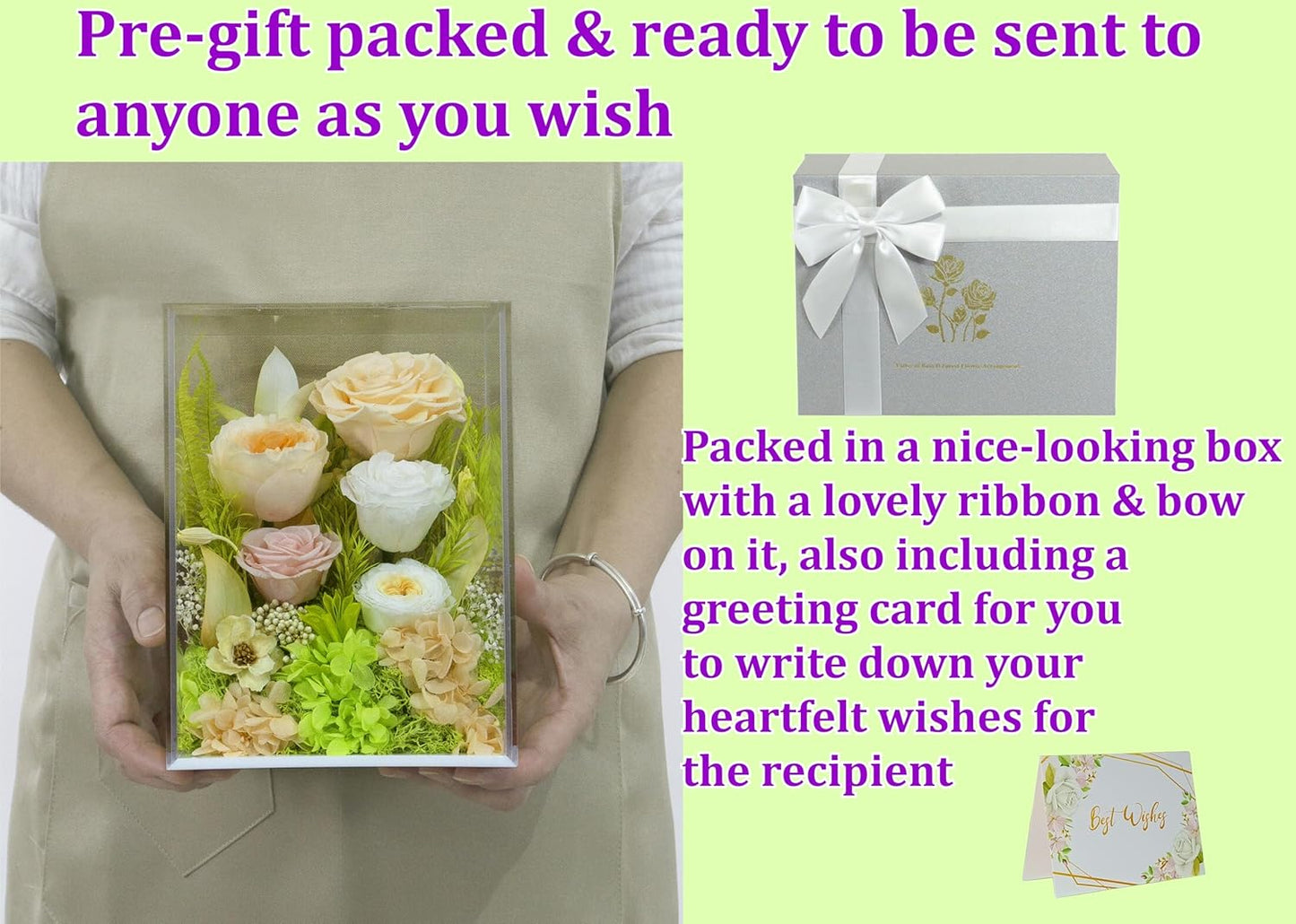 Valley of Rain & Forest Long-Lasting Real Flowers, Handcrafted Preserved Rose Bush For you to Send Love for All Occasions, Floral Arrangement for Indoor Decoration, Champagne Yellow Rose Spring-themed