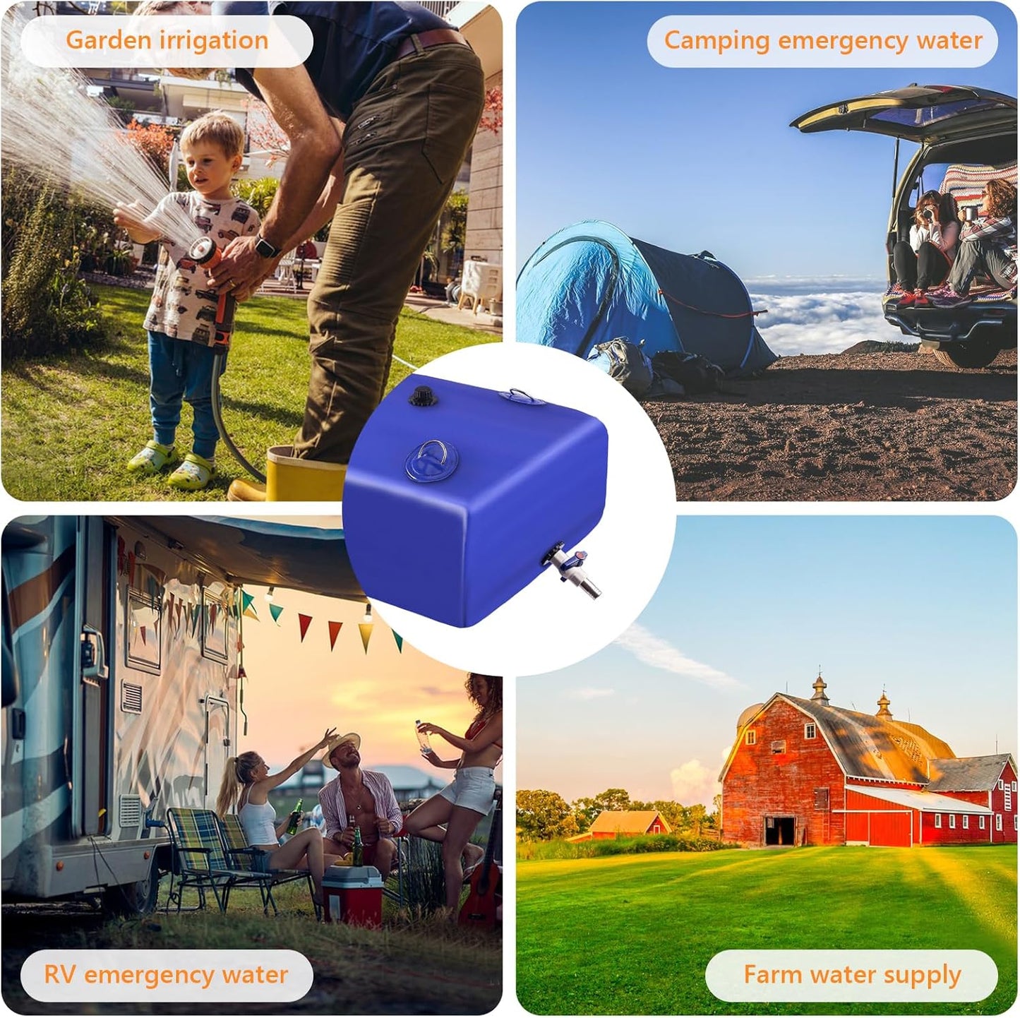 Water Tank, Water Storage Bladder, Portable Water Tank, Water Bladder Tank, Large Water Storage, Water Storage Containers for Camping, Garden, Emergency Water Storage Black