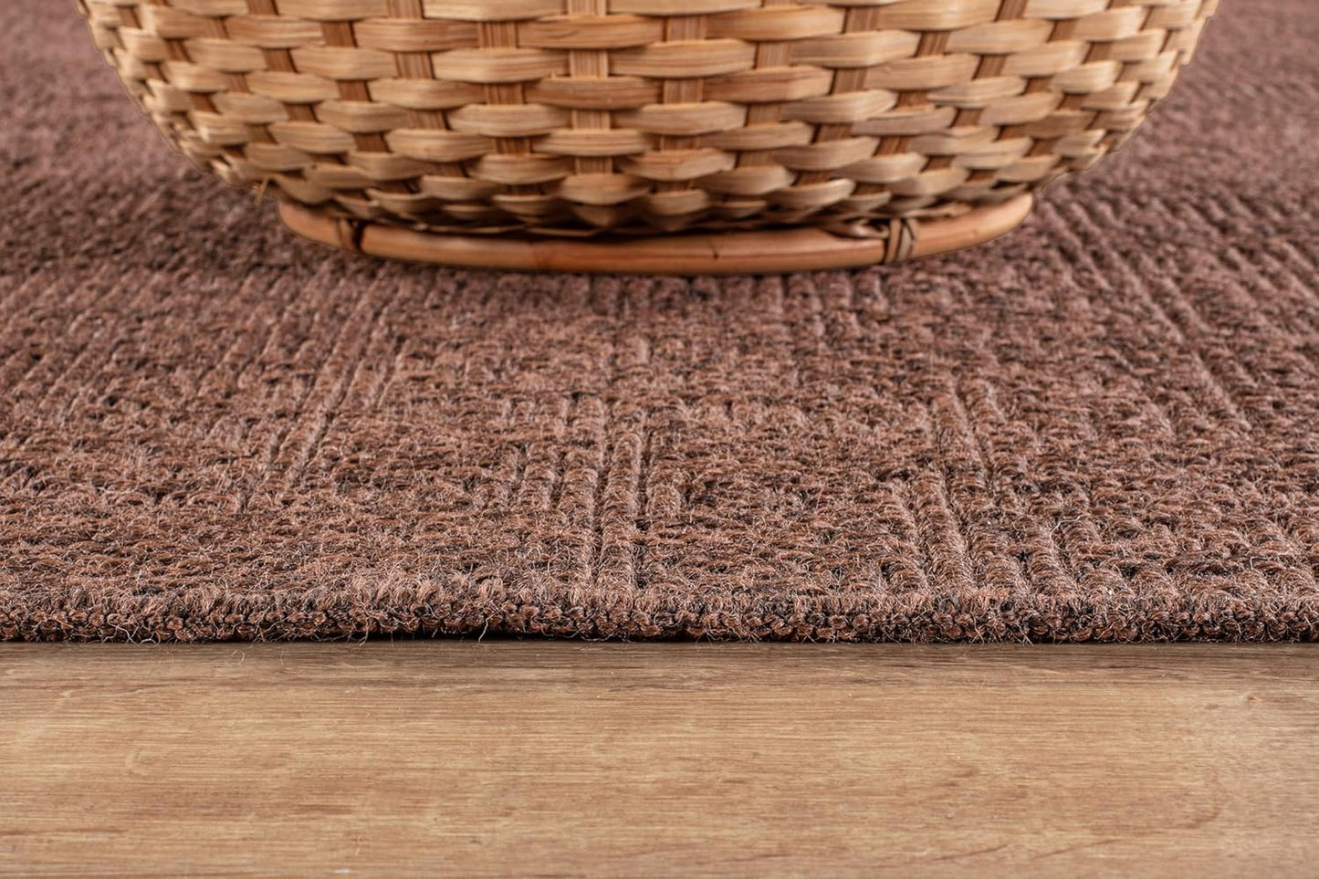 CAMILSON Easy Jute Rug 5x7, Indoor Outdoor Brown Color Fiber Area Rugs for Living Room Patio and Kitchen Rug, Solid Boho Woven Design, Easy-Cleaning, Washable Outside Carpet Alfombras (5 x 7)