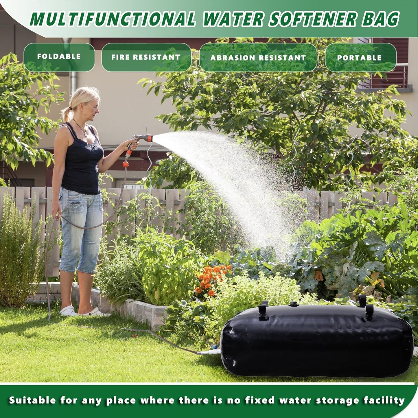 MXQMKL 1400 L/370 gal Water Bladder Storage Containers, Foldable Portable Water Tank Large Capacity Soft Water Bag, Drought Resistance, Fire Prevention, Emergency Water