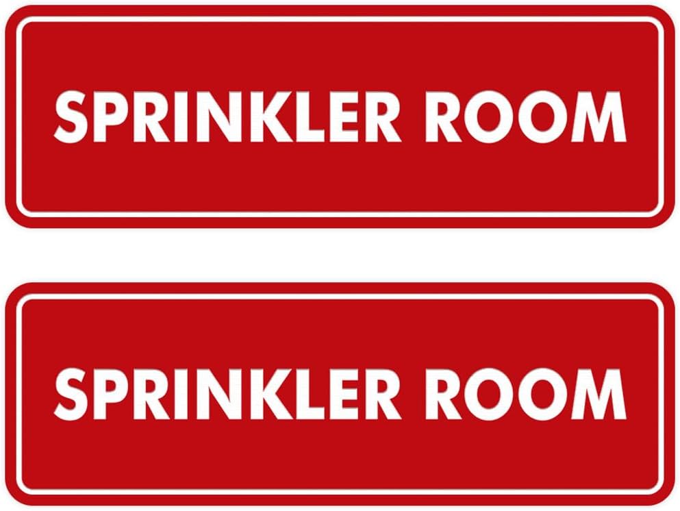 Signs ByLITA Standard Sprinkler Room Sign (Red) - Small 2 Pack