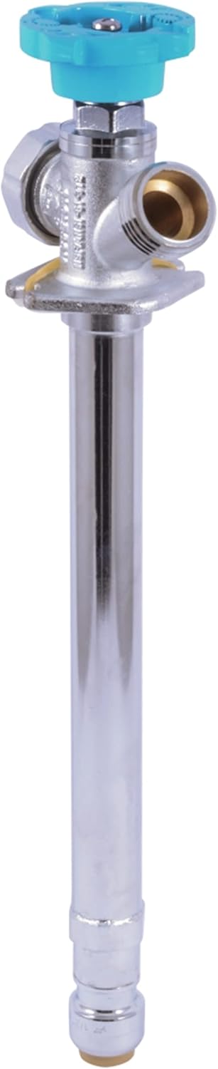 SharkBite 8 Brass Push Frostfree Sillcock, Chrome/Blue