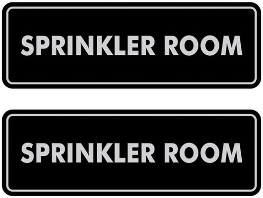 Signs ByLITA Standard Sprinkler Room Sign (Black/Silver) - Small 2 Pack