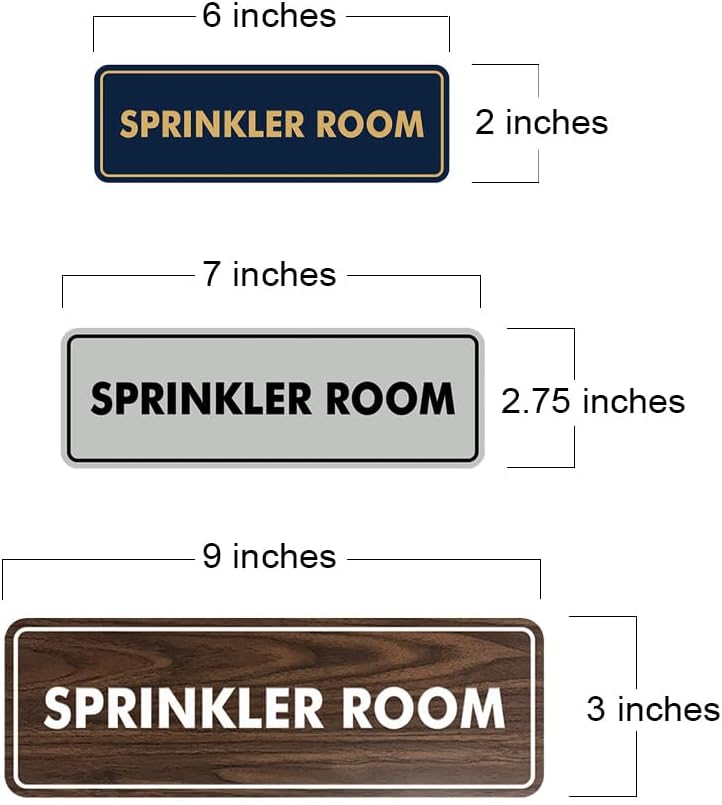 Signs ByLITA Standard Sprinkler Room Sign (Black/Silver) - Medium 2 Pack