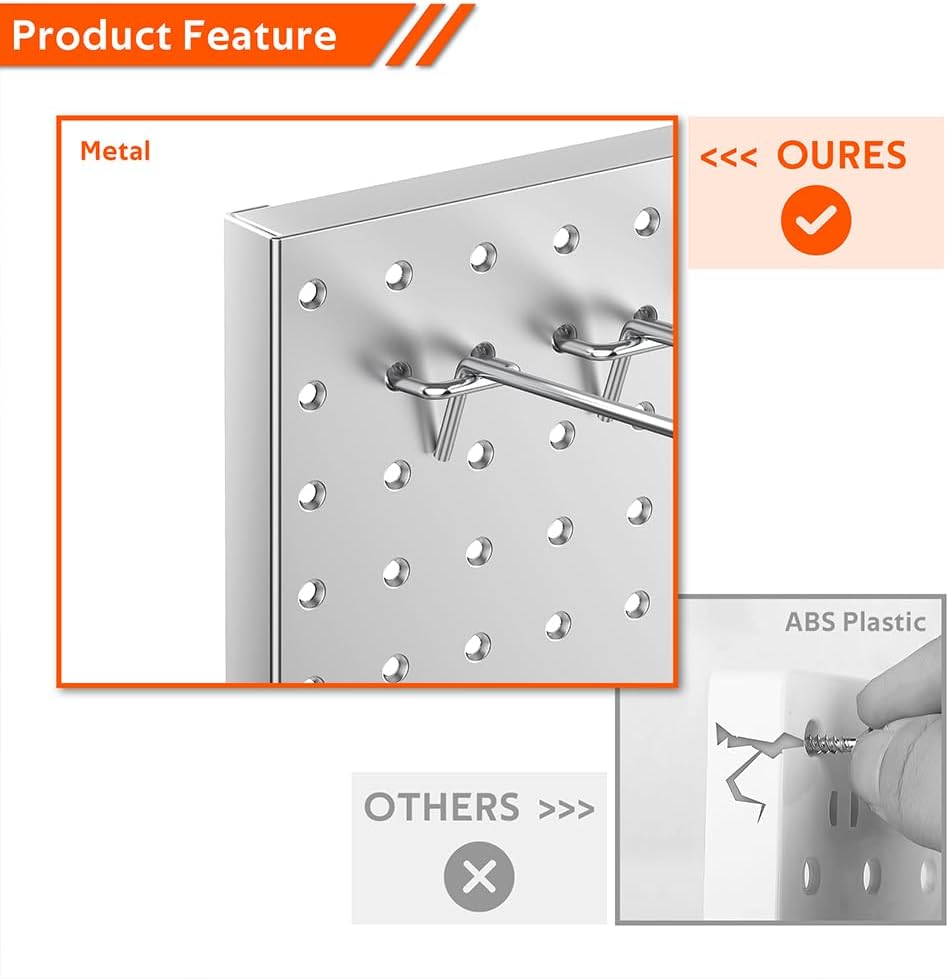 Ultrawall 4 Pcs Metal Pegboard Wall Panels, Peg Boards for Garage Tool Storage