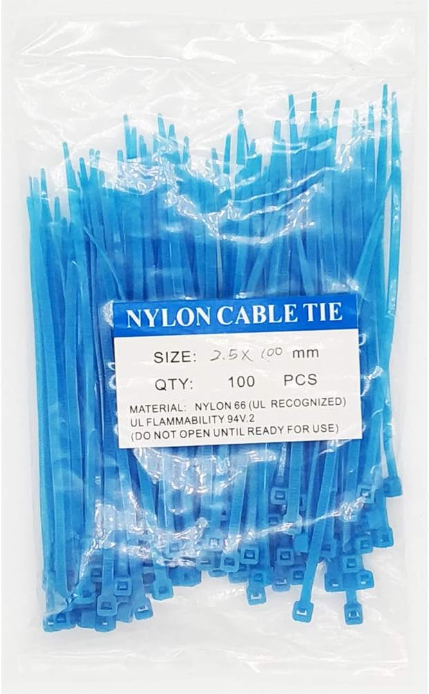 4 Inch Blue Zip Ties (100 Pieces) 18lb Strength, Nylon Cable Wire Ties