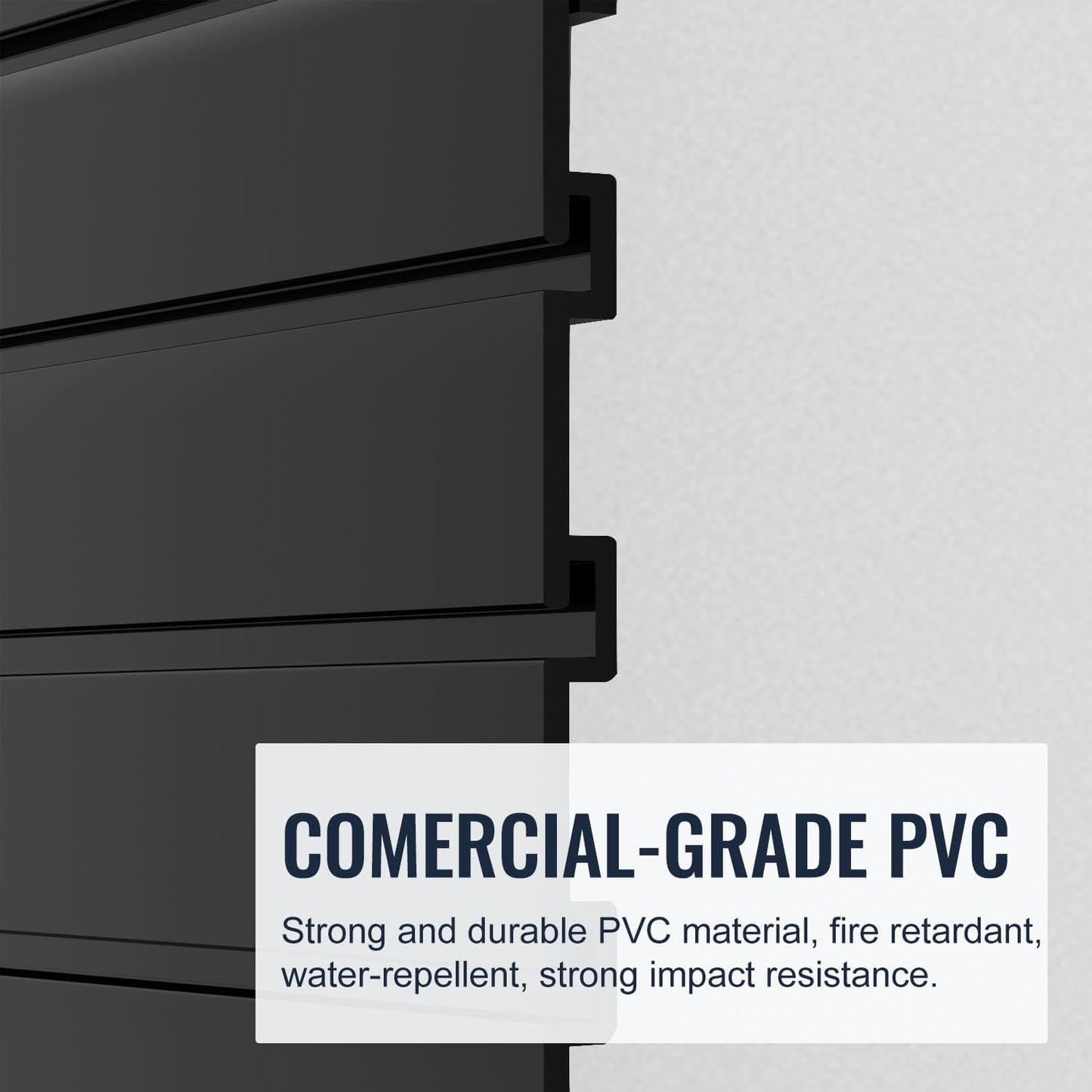 Slatwall Panel Garage Organizer PVC Slatwall Heavy Duty Wall Mounted Rack, Interlocking Slat Wall Panels for Tool Organization Peg Board (Black 4 x 2 ft)