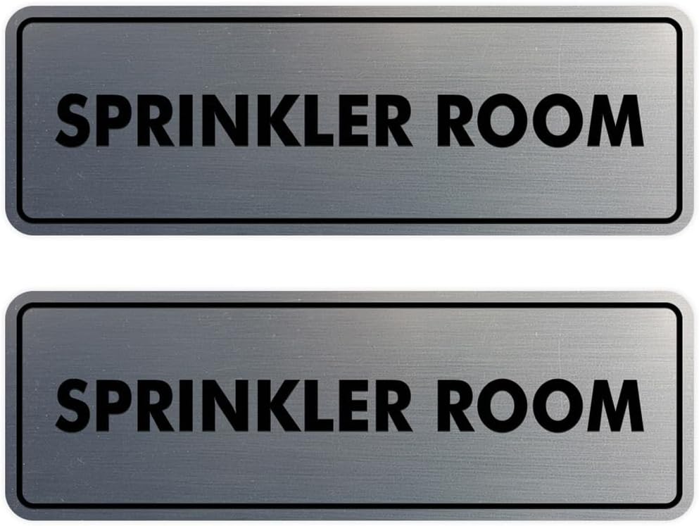 Signs ByLITA Standard Sprinkler Room Sign (Brushed Silver) - Medium 2 Pack