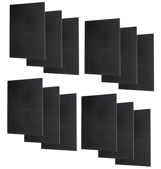 WallPeg Pegboard Panels Garage Organization - 12 ea (24"x16") Black Peg Board Panel Set - (PB-1-B) Tool Organizer, Crafts, Shop, Home, Office, Wall Storage Kit