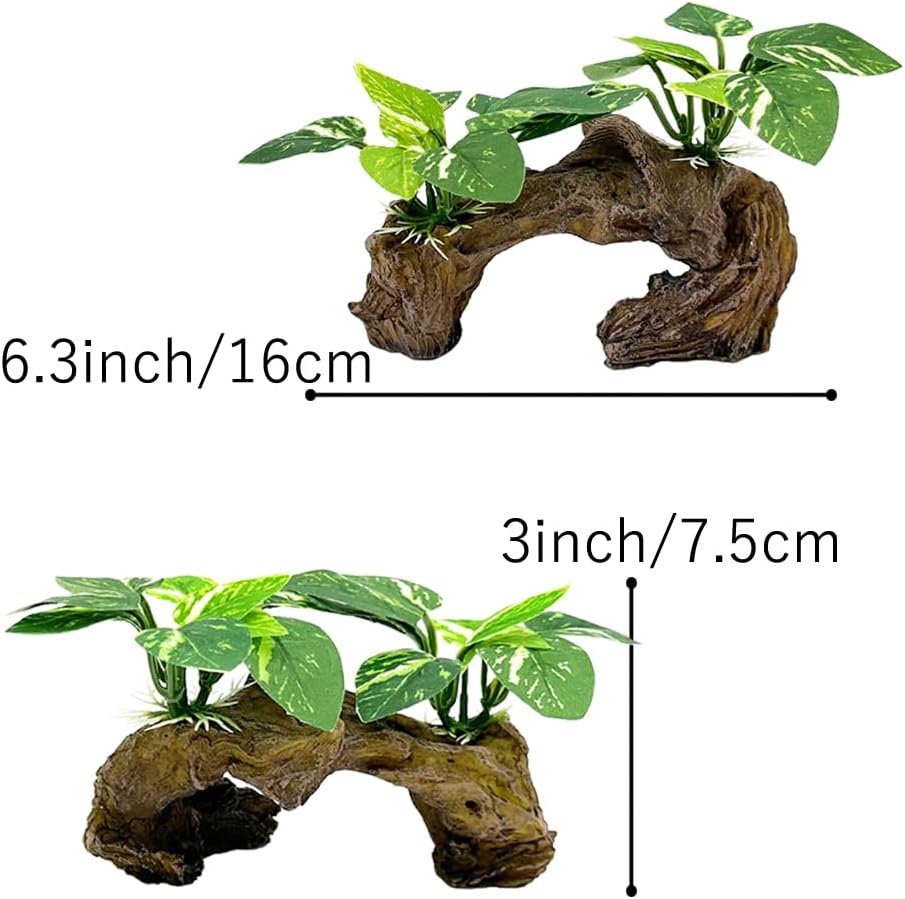 Smoothedo-Pets Fish Tank Decorations Aquarium Decor Ornaments Betta Silk Leaf pad Hammock Artifical Driftwood Cave Goldfish Bowl Accessories (Type-D)