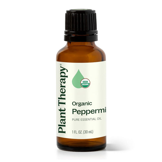 Plant Therapy Organic Peppermint Essential Oil 100% Pure, USDA Certified Organic, Undiluted, Natural Aromatherapy, for Diffusion, Skin, Hair, Therapeutic Grade 30 mL (1 oz)