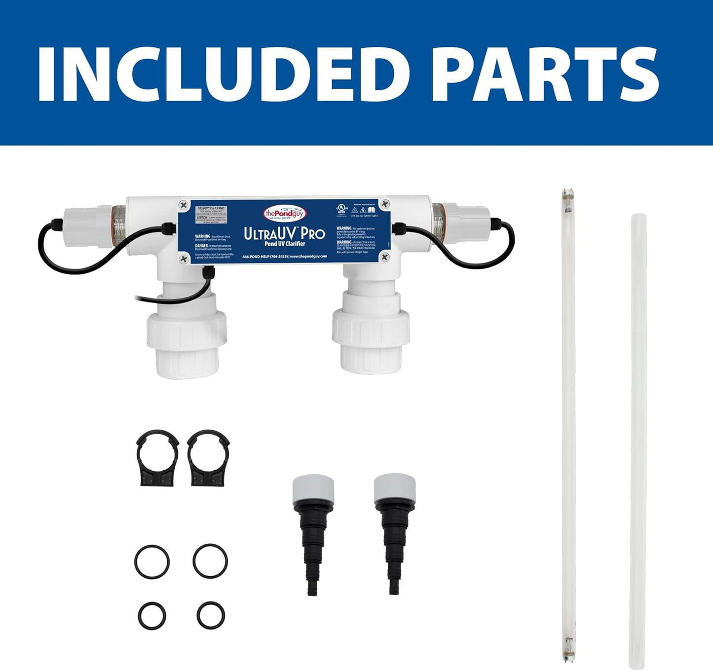 The Pond Guy UltraUV Pro Ultraviolet Lamp for Koi Ponds & Water Garden, EPA Registered Light for Green Water & Planktonic Algae Treatment, 15 Watt