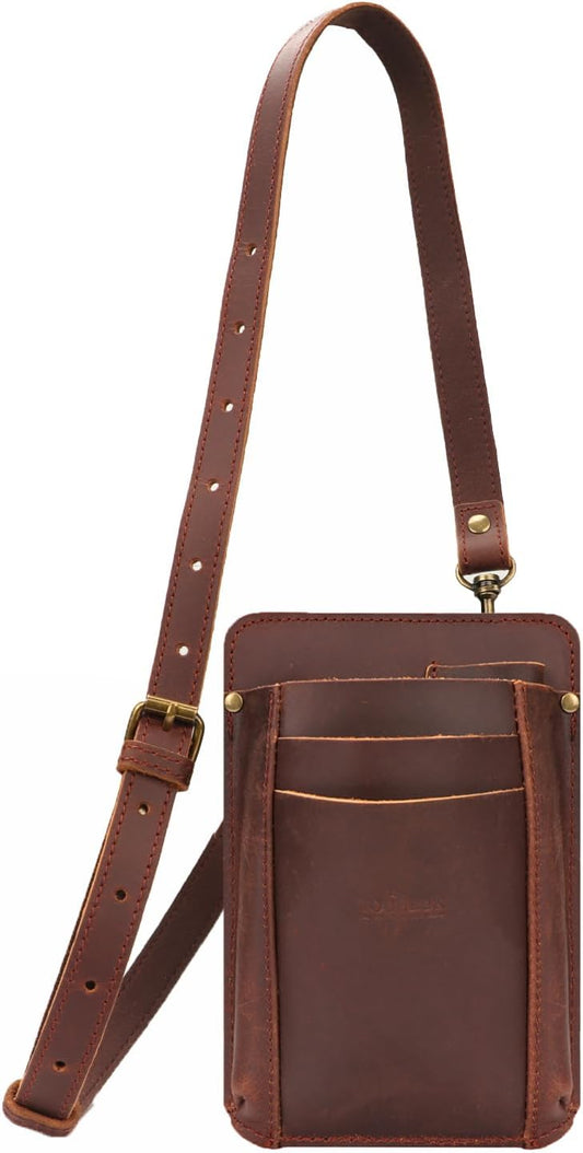 Tourbon Leather Florist Tool Waist Pouch Belt Garden Shoulder Crossbody Tools Bag Gardening Pruning Shears Holder Organizer Kit 4 Pockets (Brown)