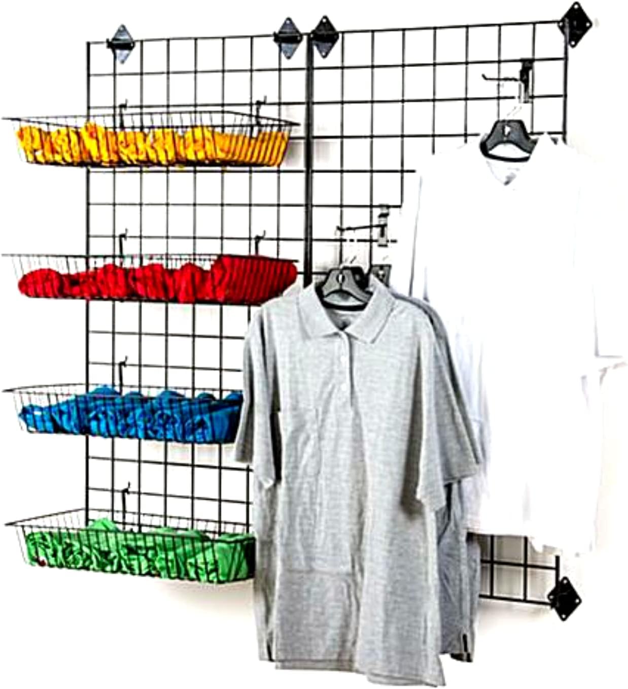 KINGDOM SOLUTIONS 36-Pack Black Gridwall Panel Mount Brackets – Heavy-Duty Wall Brackets for Gridwall, Slatgrid, or Trellis Panel Mounting – Durable Display Hardware for Store or Garage