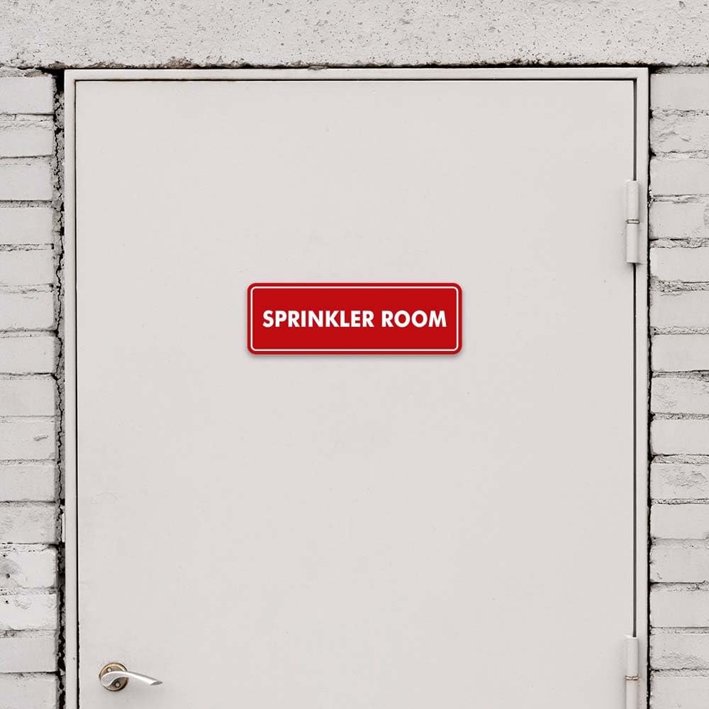 Signs ByLITA Standard Sprinkler Room Sign (White/Red) - Large 2 Pack