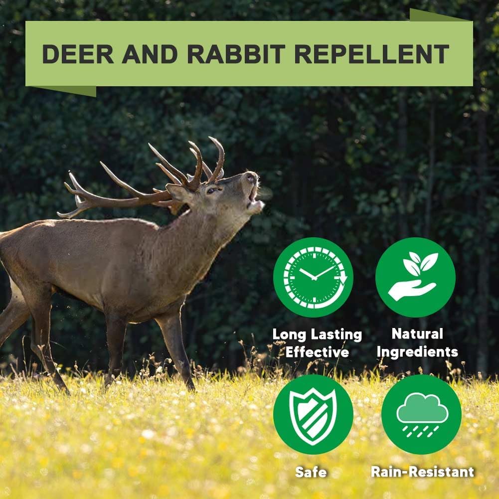 Deer Repellent, Rabbit Repellent Outdoor, Deer Deterrent for Plants, Keep Rabbits Out of Backyard, Deer and Rabbit Repellant, Deer Repellant Balls for Flowers Shrubs & Trees-8 Packs