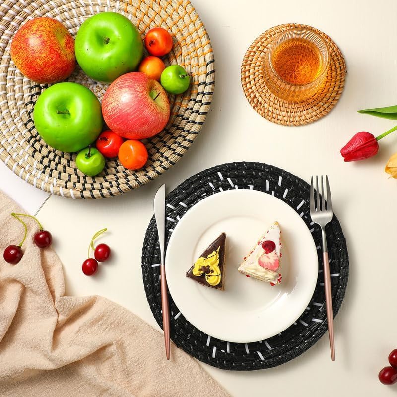 Tatuo 11 Pcs Boho Wall Basket Decor Decorative Bulrush Woven Basket Wall Decor Art Round Farmhouse Hanging Baskets for Kitchen Rustic Home Summer Decorations, Multi Sizes(Classic)