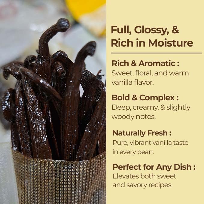Bulk Vanilla Beans Grade A+, 2 Lb. Whole Vanilla Beans for Making VanillaExtract, Non GMO. Perfect For Icecream, Baking and Desserts. by Akshit