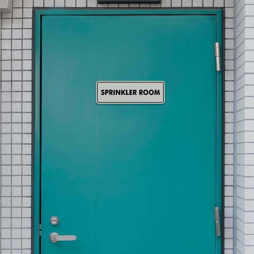 Signs ByLITA Standard Sprinkler Room Sign (Navy Blue/Gold) - Large 2 Pack