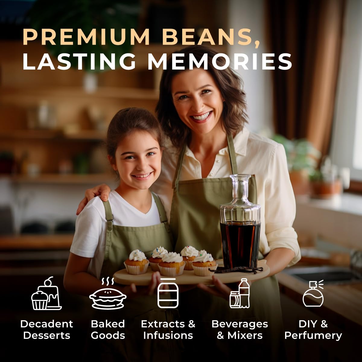 Gya Labs 10 Tahitian Vanilla Beans for Making Vanilla Extract, Baking - Grade A - 5-7 Inches (12 to 15 CM) long, Caviar Rich, Flavorful Fresh Pods