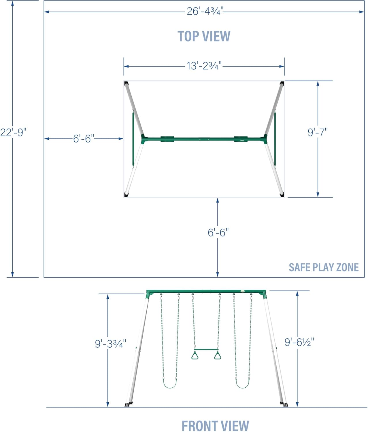 Backyard Discovery Big Brutus Galvanized Steel Swing Set Kit with Classic A-Frame, Two Belt Swings, One Trapeze Bar, Easy Assembly, Heavy-Duty Powder-Coated Steel, Weather-Resistant, Outdoor Playset