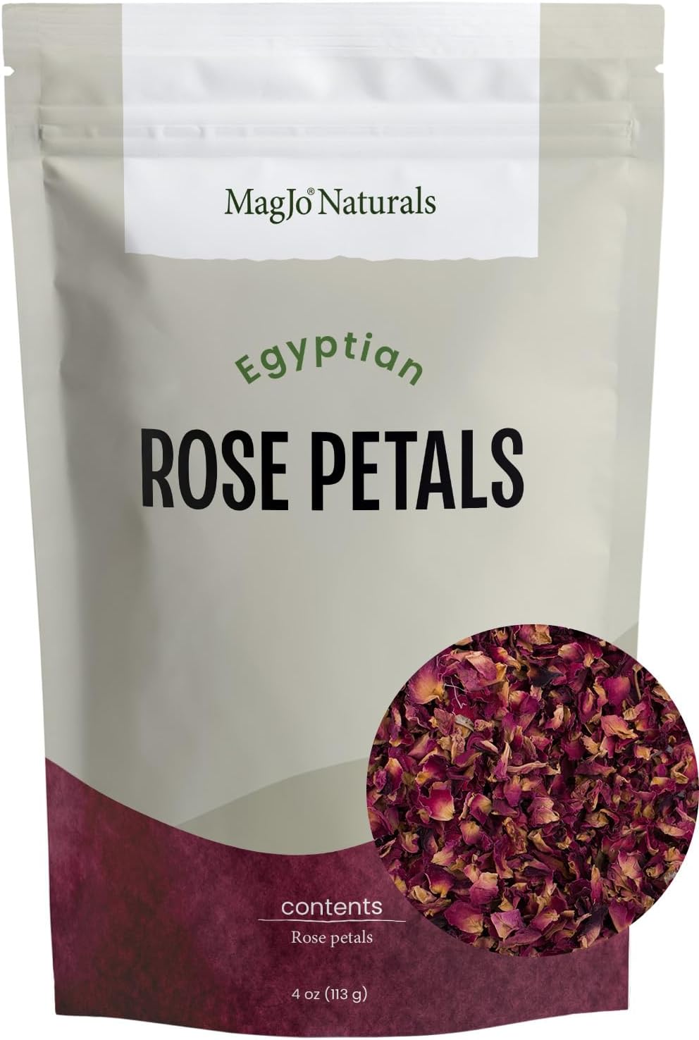 MagJo Naturals Red Rose Petals, Dried, Culinary Grade A, Harvested from Faiyum Oasis in Egypt (4 oz)