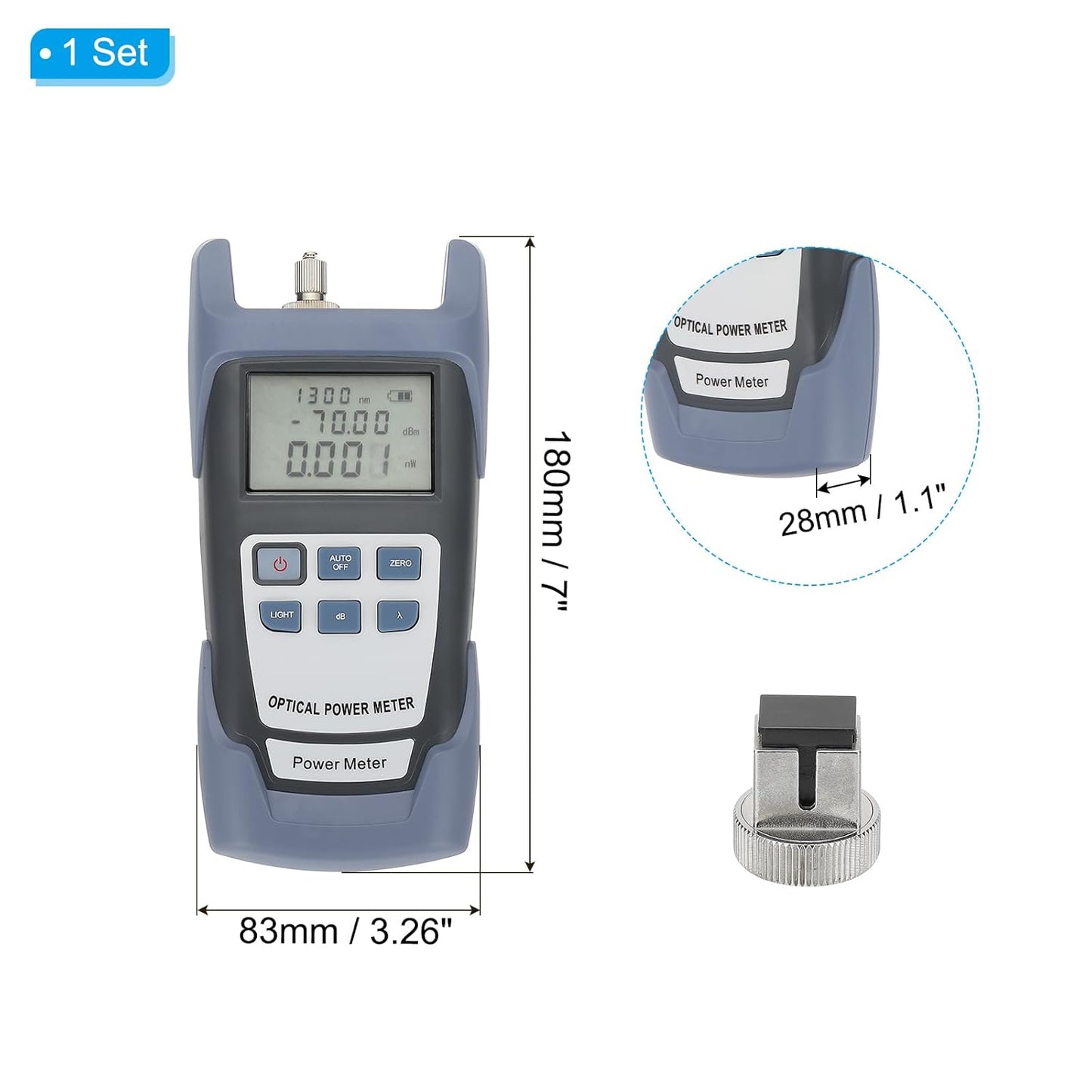 PATIKIL 650nm Fiber Optical Tester, Optical Power Meter Visual Fault Locator Fiber Light Meter with 2.5mm SC FC Connector Test Equipment for Network Testing Tools
