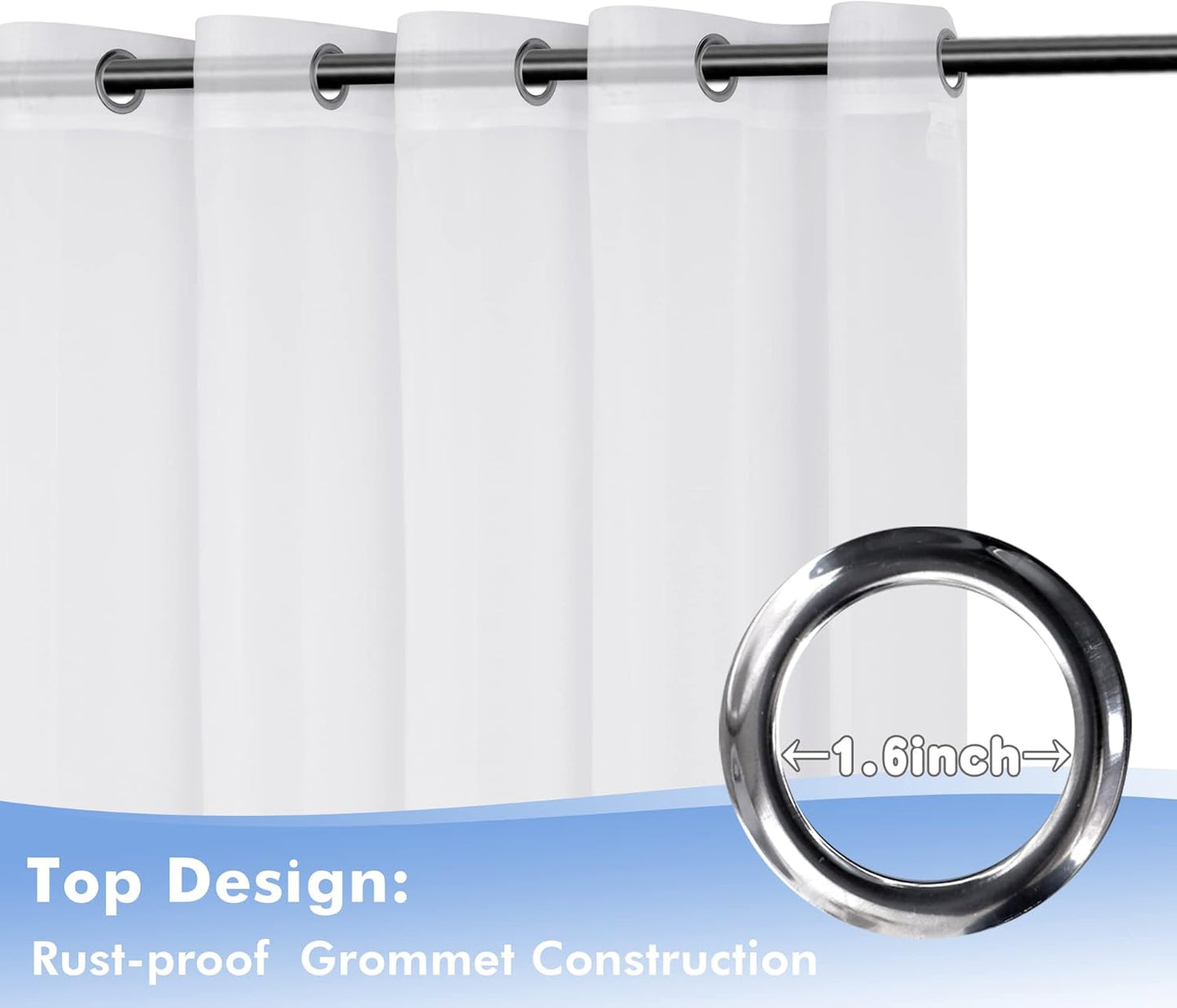 HolidayIdeas White Outdoor Sheer Curtains for Patio Waterproof, 2 Panels - 54 x 95 Inch - Light Filtering Voile Outside Curtains Grommet Drapes for Front Porch, Gazebo, Pergola, Backyard