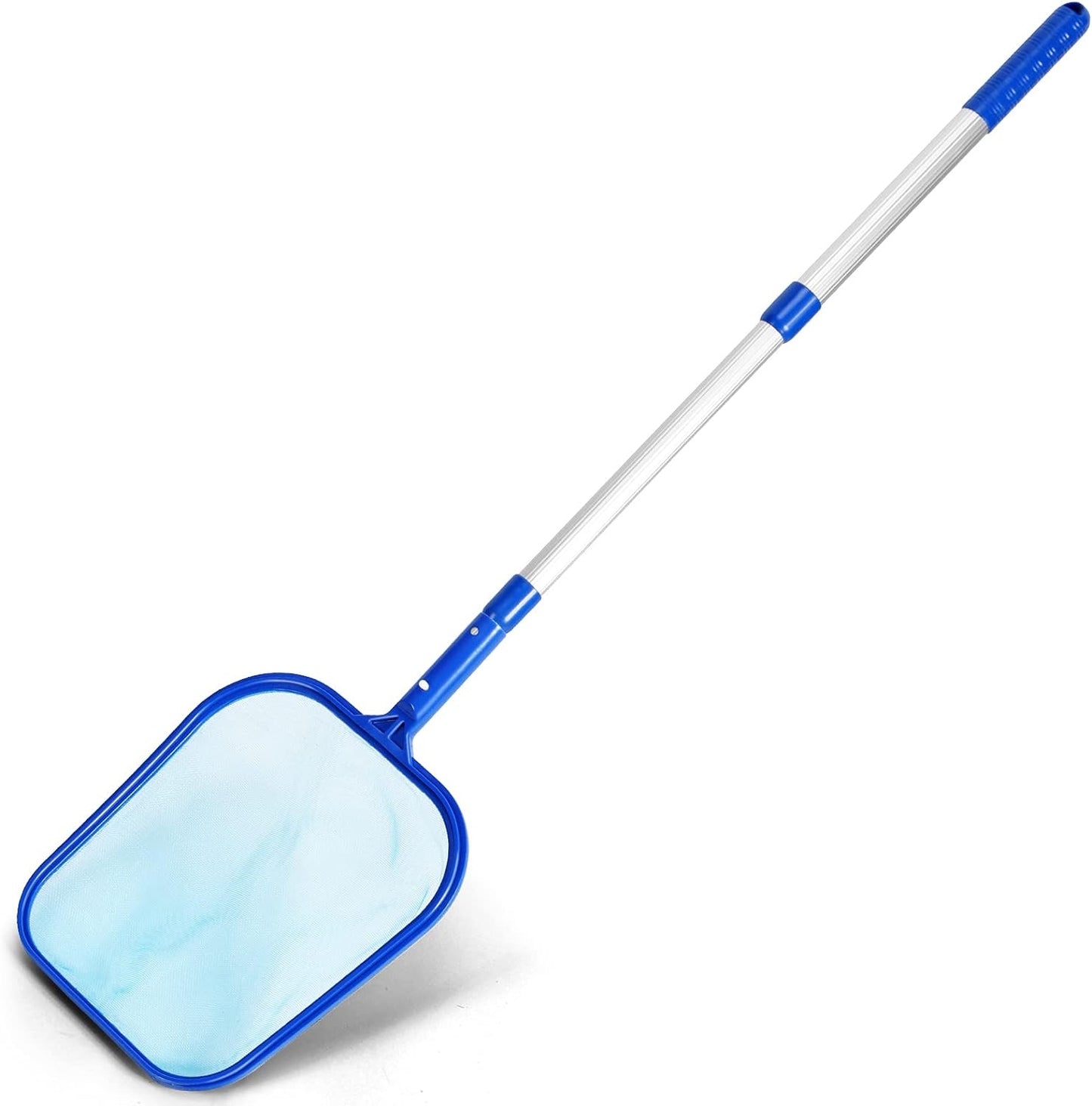 Pool Skimmer Net with Adjustable 17-40" Telescopic Pole - Fine Mesh Net - Leaf Skimmer for Cleaning Surface of Swimming Pools, Hot Tubs, Spas and Fountains