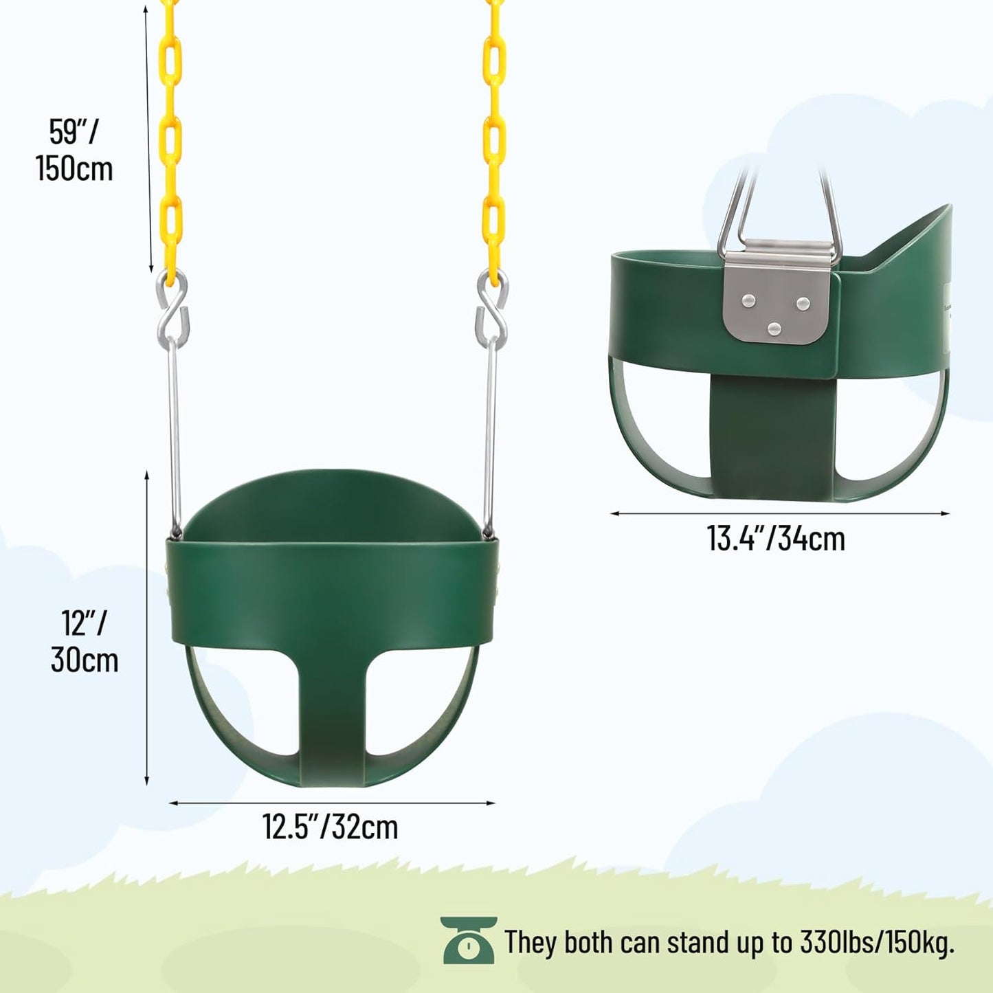 RedSwing High Back Toddler Bucket Swing Seat with Coated Chains, Heavy Duty Kids Swing Seat for Outside, Playground, Backyard, Swing Set Accessories