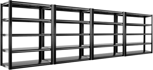REIBII Garage Shelving Heavy Duty Storage Shelves, Extra Large Adjustable Storage Rack with 5 Tier Metal Shelving Unit, 2500LBS Loads Heavy Duty Shelf, Easy Assembly, 4 Pack