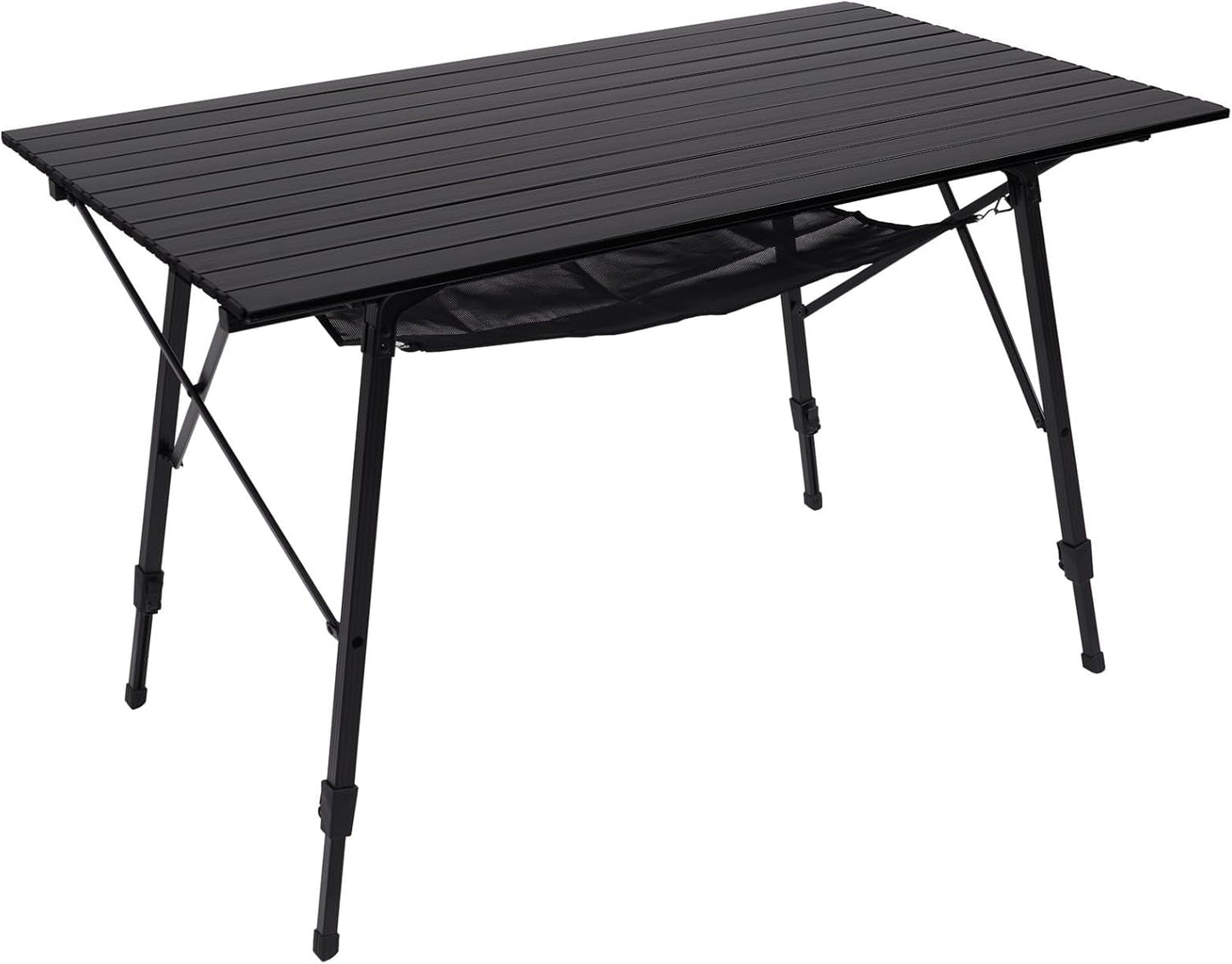 PORTAL Camping Table Portable Foldable with Adjustable Legs, Aluminum Folding Table Roll Up Table with Carrying Bag for Outdoor, Beach, Picnic, Backyards, BBQ and Party, Black, Big