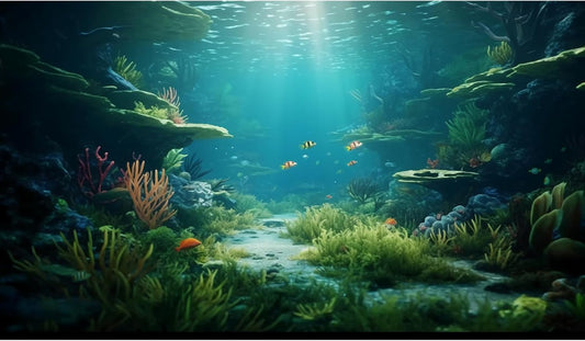 Ocean Floor Fish Tank Background Under The Sea Coral Reef Aquarium Background Underwater Aquatic Plants Corals Rock Cave Terrarium Backgrounds Tropical Fish Ocean Aquarium Backgrounds Decors 30x12in