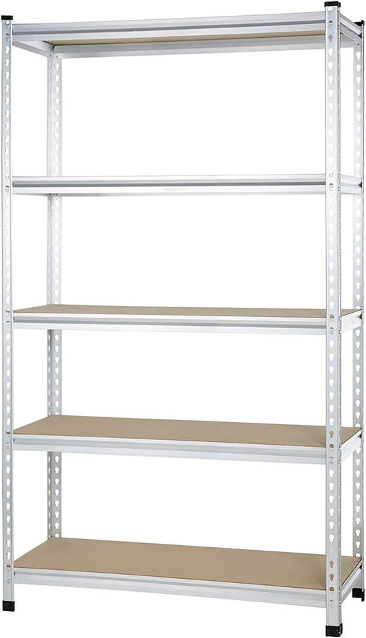 Amazon Basics 5 tier, Medium Duty Storage Shelving Double Post Press Board Shelf, Aluminum, 48 x 18 x 72