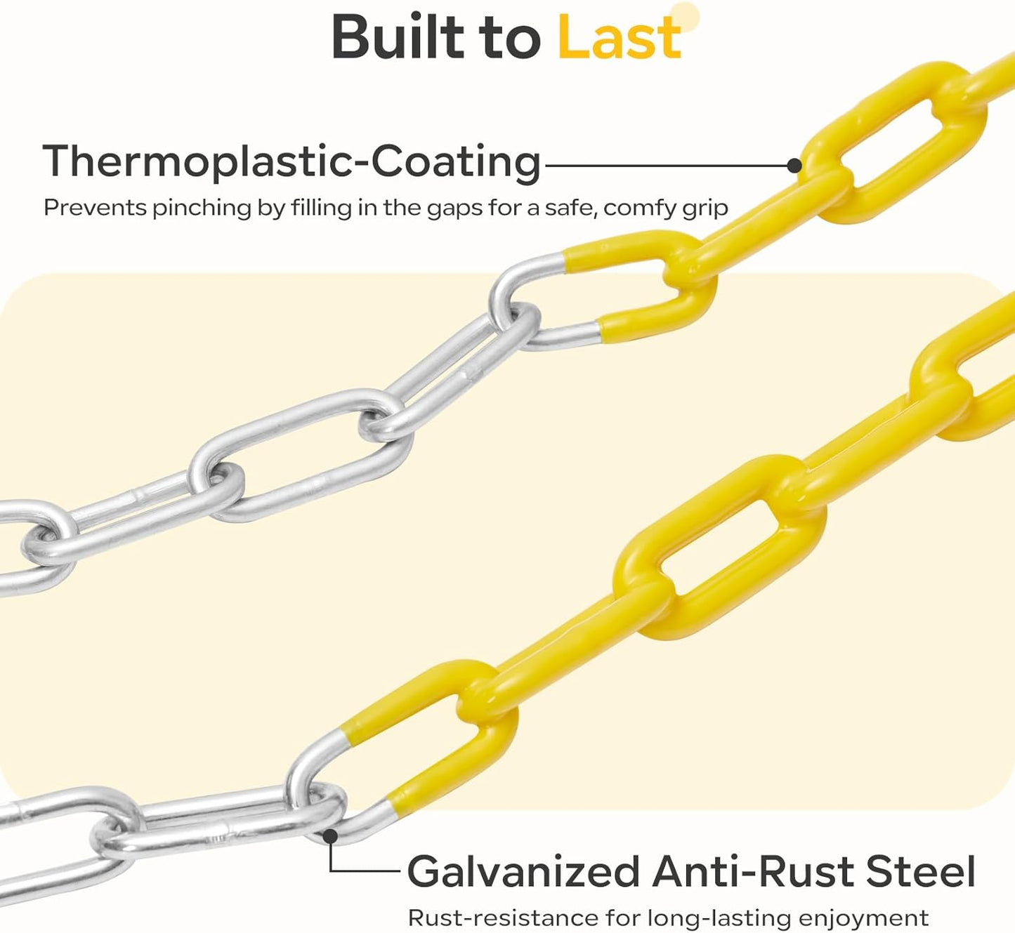 Decorlife Outdoor Swings Seats with 66" Rust-Resistant Heavy Duty Chain, Playground Swing Set Accessories Replacement Anti-Slip Seats, Backyard Swing Support 330lb for Kids or Adults (Blue)