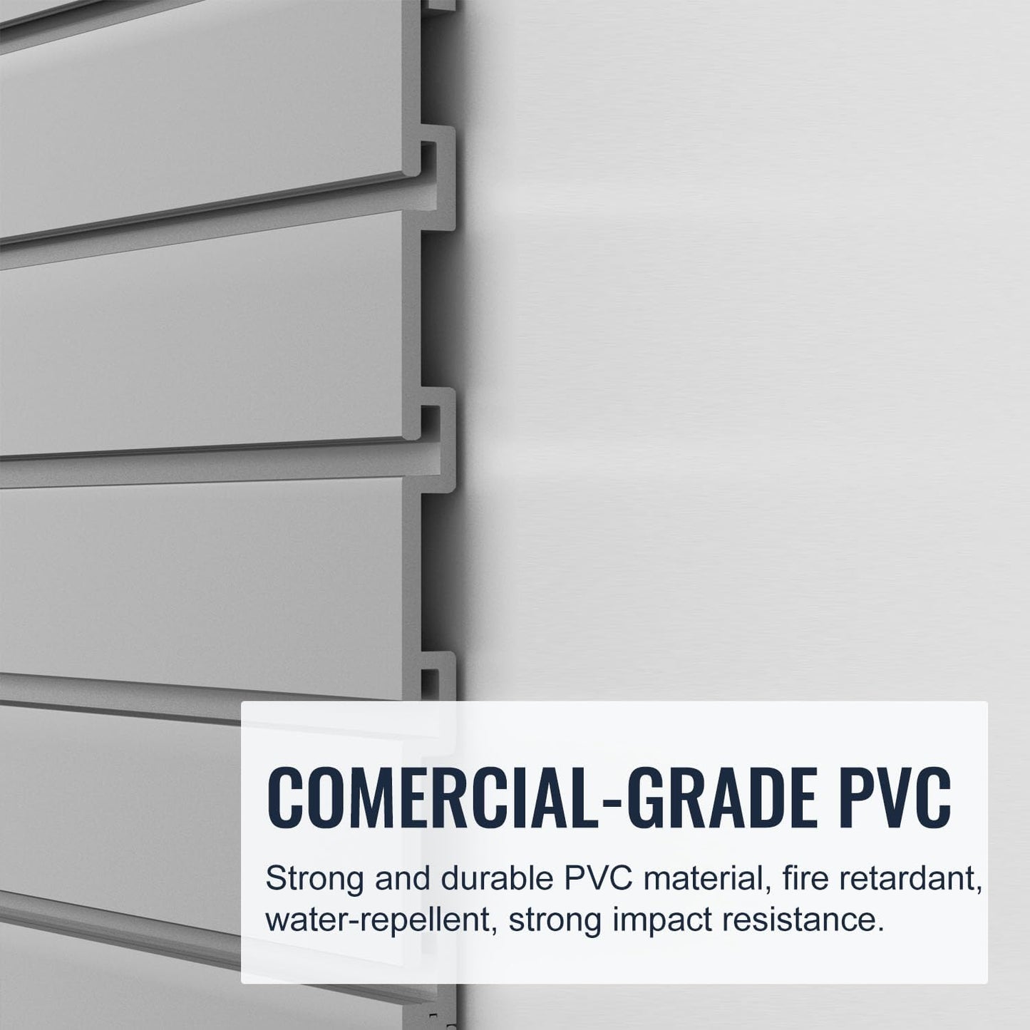 Slatwall Panel Garage Organizer PVC Slatwall Heavy Duty Wall Mounted Rack, Interlocking Slat Wall Panels for Tool Organization Peg Board(Grey 4 x 4 ft)