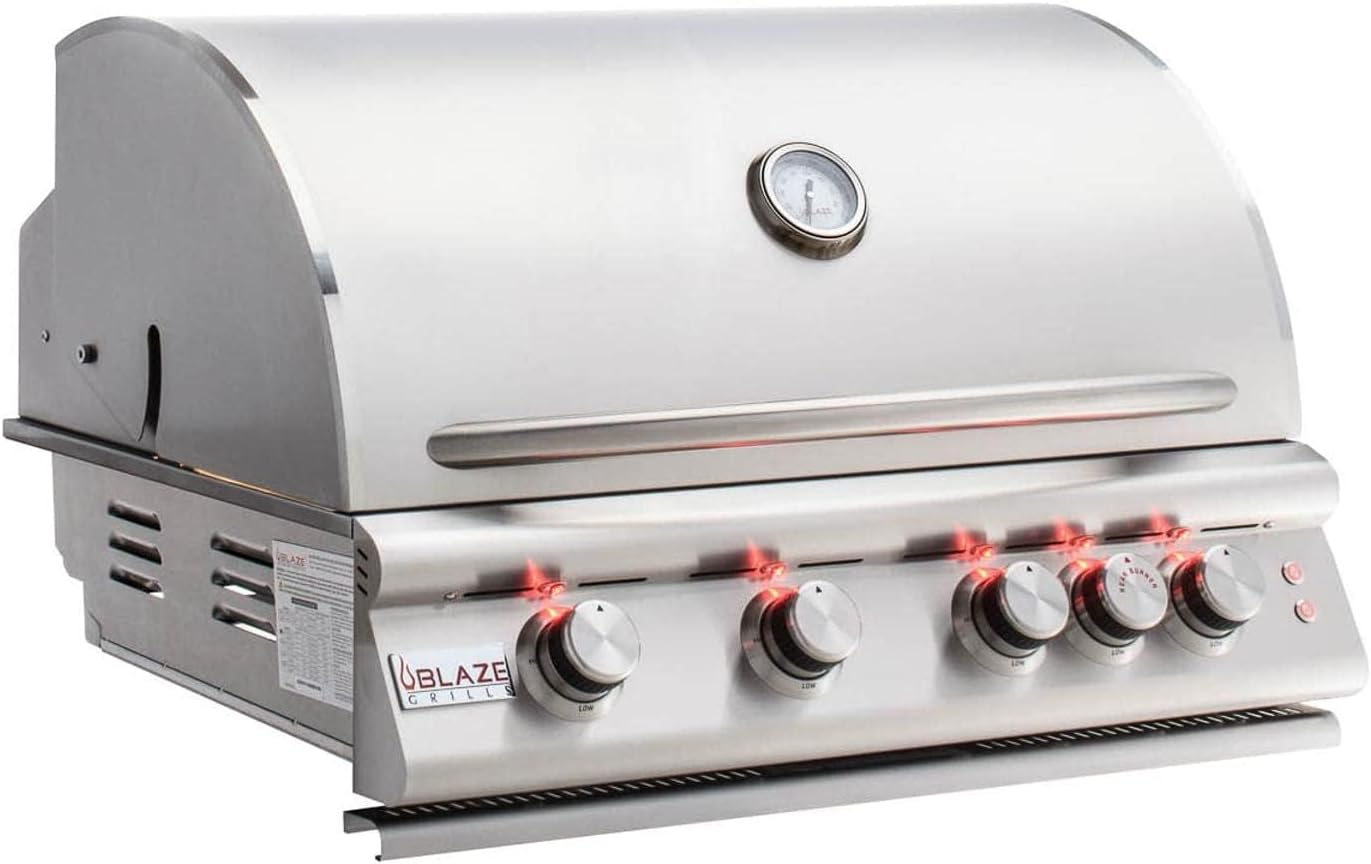 Blaze Premium LTE Built-in Natural Gas Grill | 40-Inch 5-Burner BBQ with Rear Infrared Burner & Grill Lights | 304 Stainless Steel Construction BLZ-5LTE2-NG