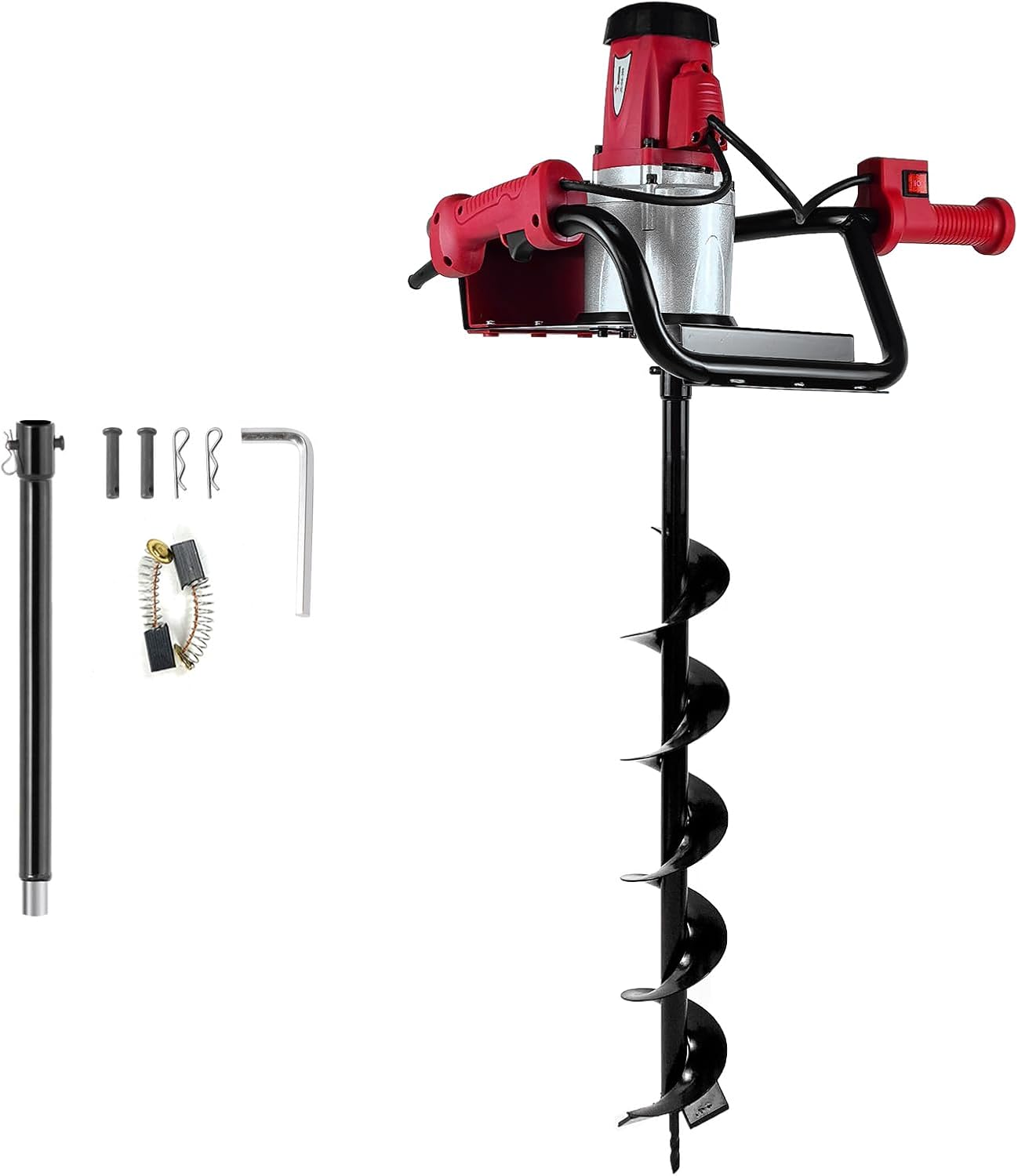 JKCHENPRO Earth Auger with Reverse Function, 1500W Electric Post Hole Digger with 6" Drill Bit, 110V Electric Powered Auger for Fence Posts, Tree Planting, Landscaping & Gardening