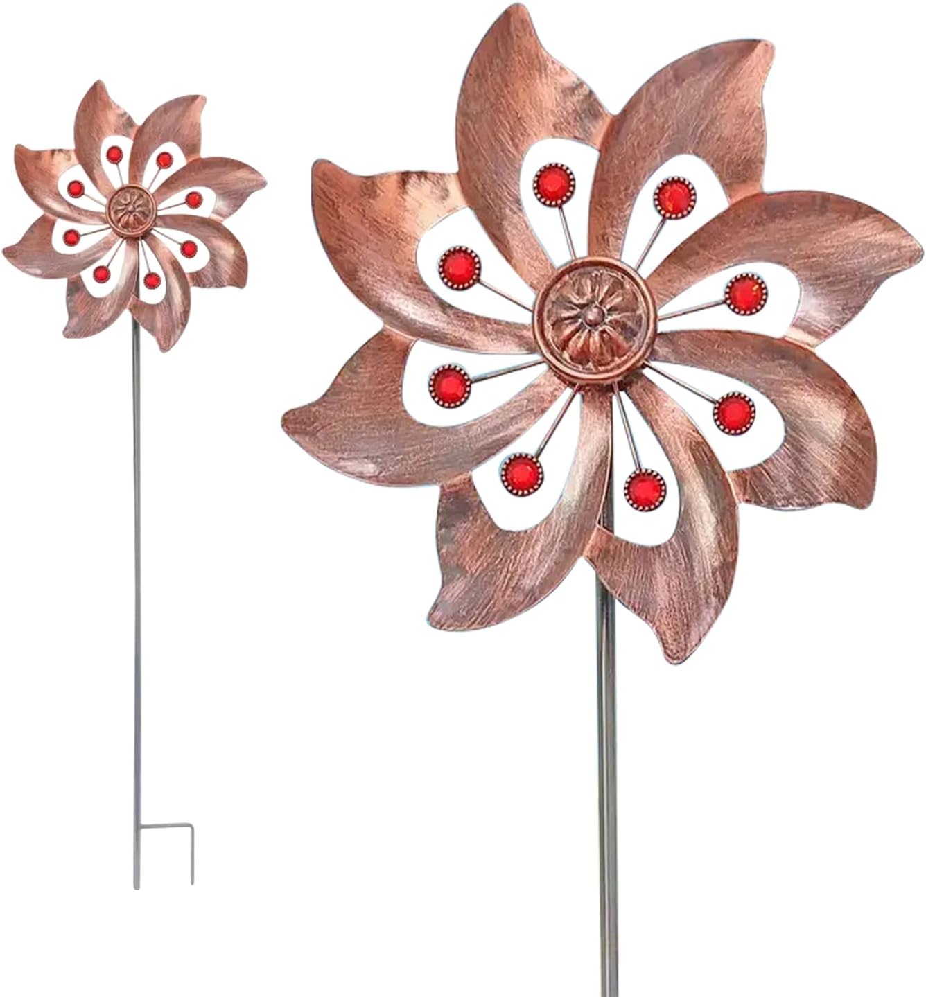 Outdoor Wind Spinner, 37.4 x 9.44 Inch Metal Kinetic Windmill, 360° Waterproof Garden Wind Sculpture Yard Art Decor for Lawn & Patio (Brass)