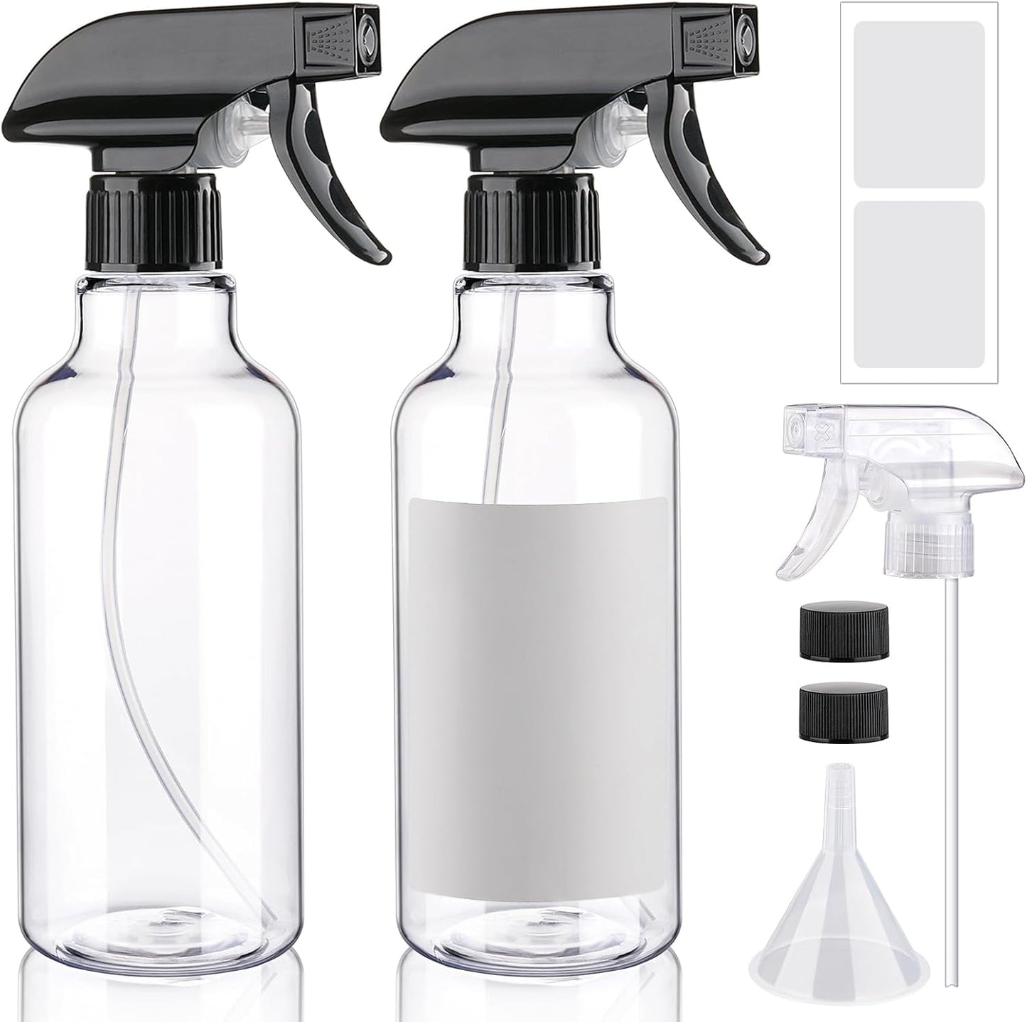 Spray Bottles 16.9oz Plastic Empty Spray Bottle for Hair Mist/Stream Spraying Heavy Duty Water Spray Bottles for Cleaning Solutions, Plants, Essential Oils 2 Pack (16.9oz)